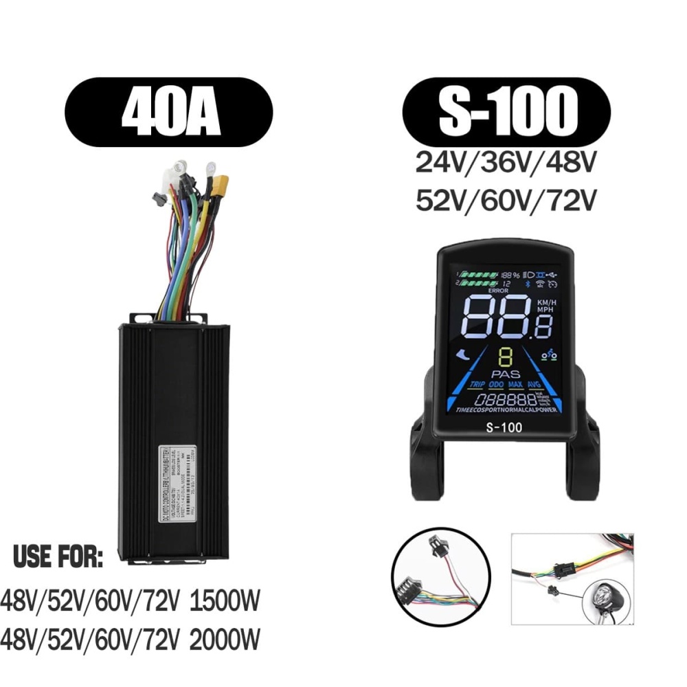 Ebike Controller 1000W-3000W Controller 48V 52V 60V 72V for Electric Bike S966 NFC UKC1 Display Kit E Scooter Sine Wave Controller 60A 100A
