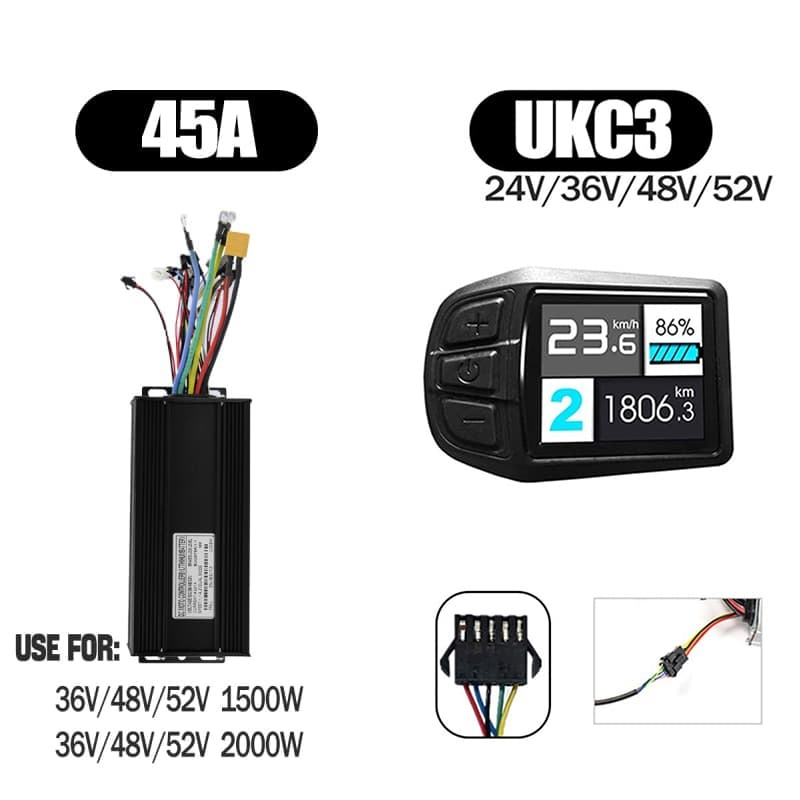 Ebike Controller 1000W-3000W Controller 48V 52V 60V 72V for Electric Bike S966 NFC UKC1 Display Kit E Scooter Sine Wave Controller 60A 100A