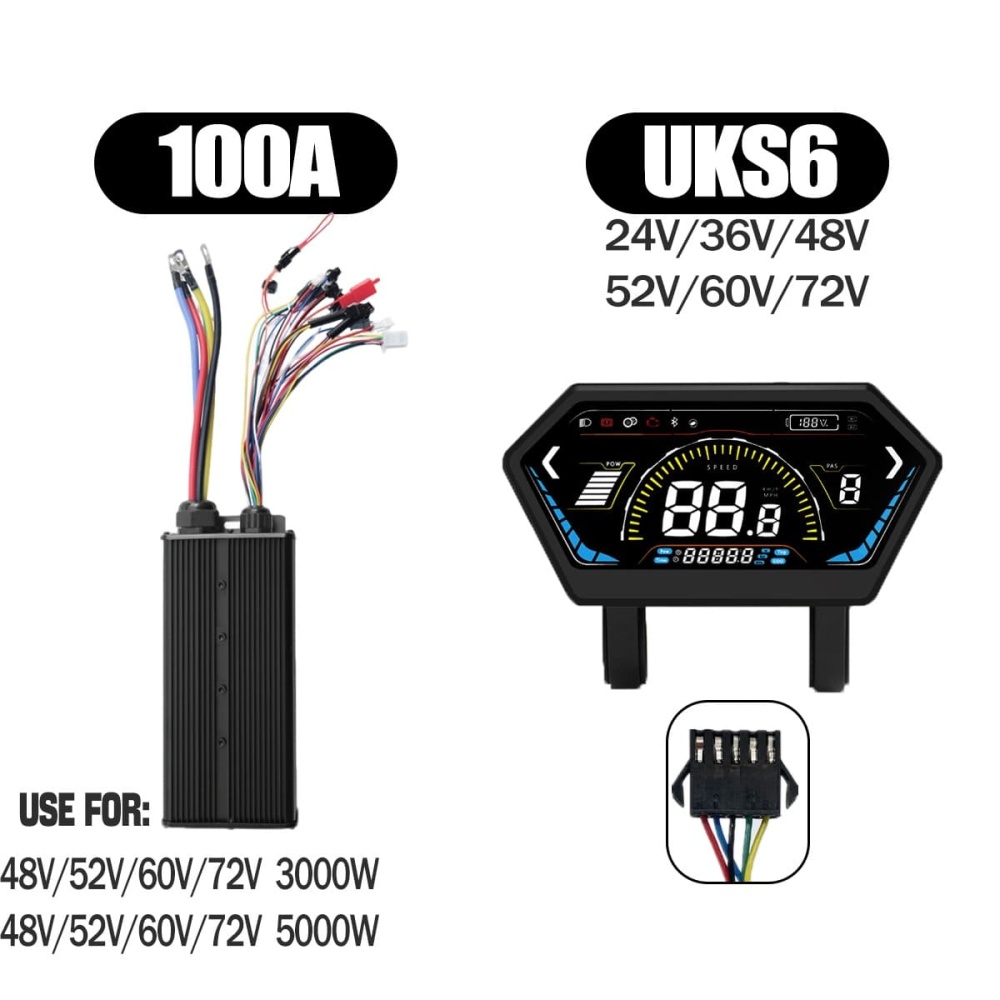 Ebike Controller 1000W-3000W Controller 48V 52V 60V 72V for Electric Bike S966 NFC UKC1 Display Kit E Scooter Sine Wave Controller 60A 100A