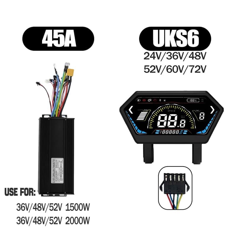 Ebike Controller 1000W-3000W Controller 48V 52V 60V 72V for Electric Bike S966 NFC UKC1 Display Kit E Scooter Sine Wave Controller 60A 100A