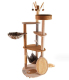 ITEM#63002  Modern Wooden Cat Tree for Indoor Cats,Cat Tower with Acrylic Dome,Scratching Post,Cozy Top Perch,Multilevel Cat Play House with Large Condo