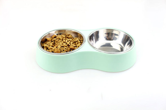 ITEM#74004  Dog Bowls Double Dog Water and Food Bowls Stainless Steel Bowls with Non-Slip Resin Station, Pet Feeder Bowls for Puppy Medium Dogs Cats
