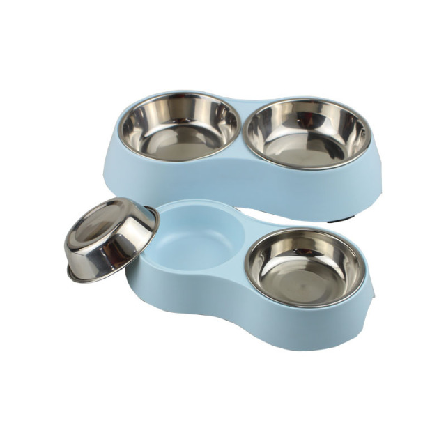 ITEM#74004  Dog Bowls Double Dog Water and Food Bowls Stainless Steel Bowls with Non-Slip Resin Station, Pet Feeder Bowls for Puppy Medium Dogs Cats