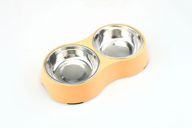 ITEM#74004  Dog Bowls Double Dog Water and Food Bowls Stainless Steel Bowls with Non-Slip Resin Station, Pet Feeder Bowls for Puppy Medium Dogs Cats