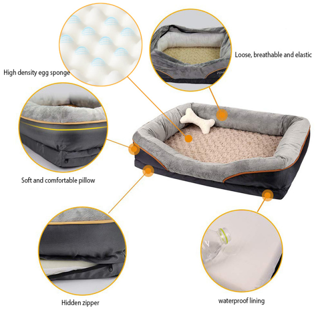 ITEM#71012 Orthopedic Dog Bed for Large Dogs - Big Washable Dog Sofa Bed Large, Supportive Foam Pet Couch Bed with Removable Washable Cover, Waterproof Lining and Nonskid Bottom
