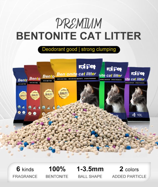 ITEM#77001 Bentonite Cat Litter Multi Fragrance Dust-Free Strong Clumping Ball Shaped Arena Para Gatos Kitty Bentonite Cat Litter Cat Sand