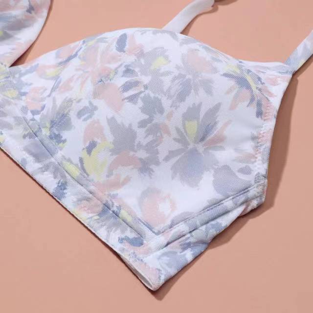 2022 New Style Floral Soft Wireless Poly Colorful Lady Woman Comfortable Simple Light Breathable Bra