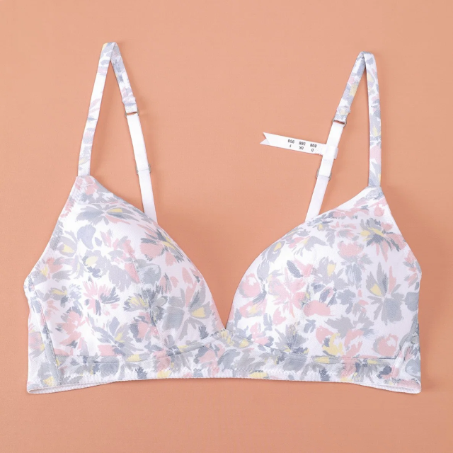 2022 New Style Floral Soft Wireless Poly Colorful Lady Woman Comfortable Simple Light Breathable Bra