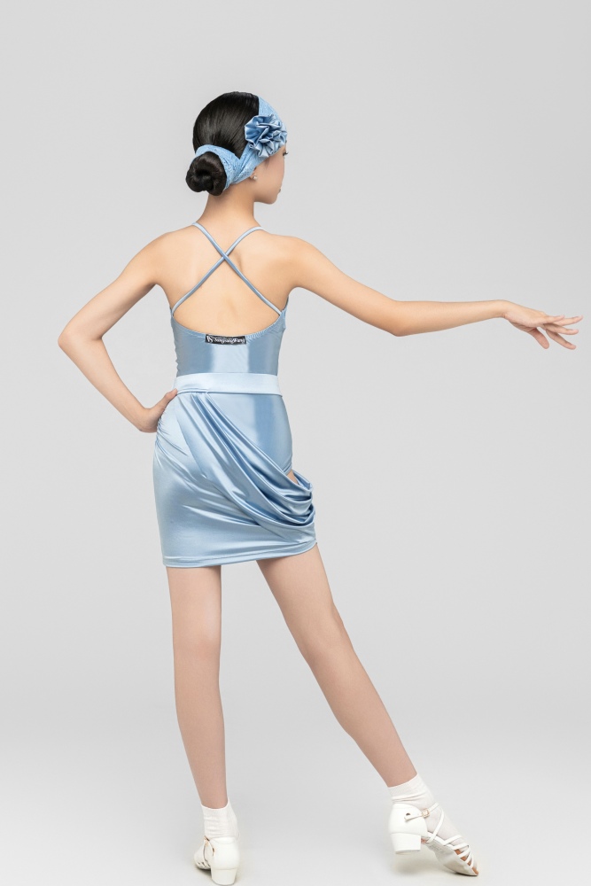Silky satin Bodysuit （peacock blue）