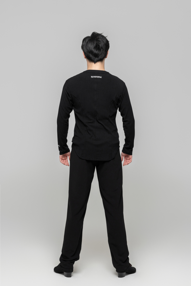 Men's Beauty Strip Button Top (Black)