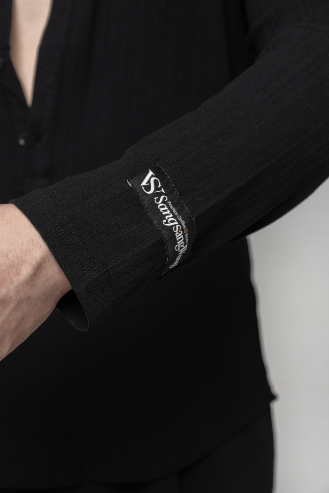 Men's Beauty Strip Button Top (Black)