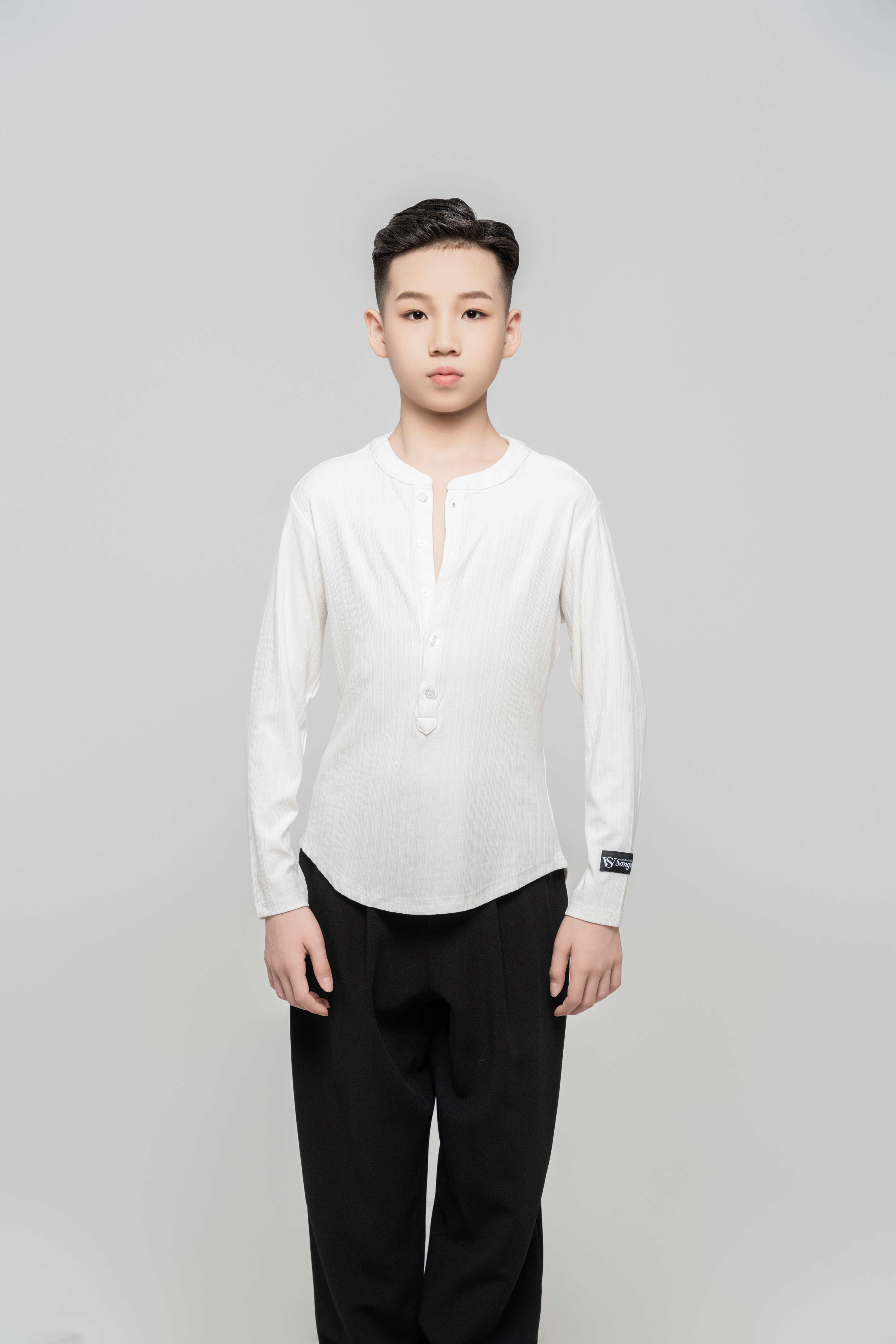 Boy's Beauty Strip Button Top (White)