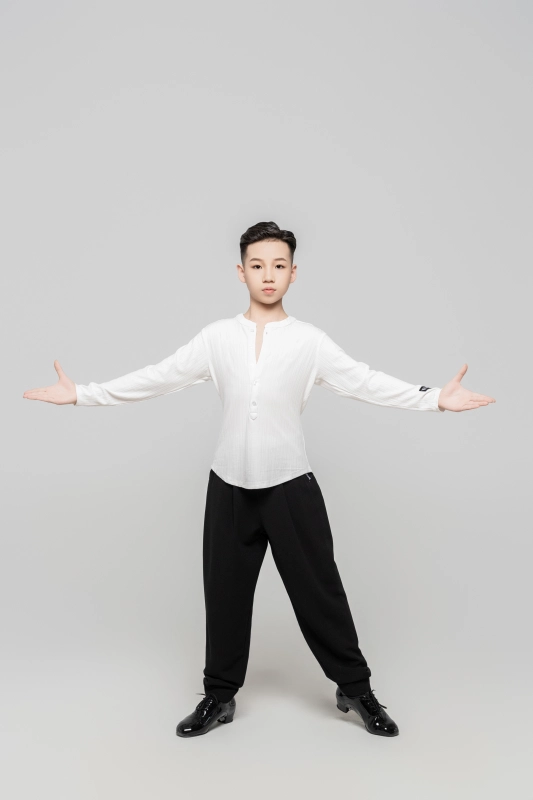 Boy's Beauty Strip Button Top (White)