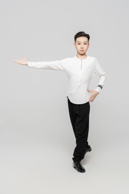Boy's Beauty Strip Button Top (White)