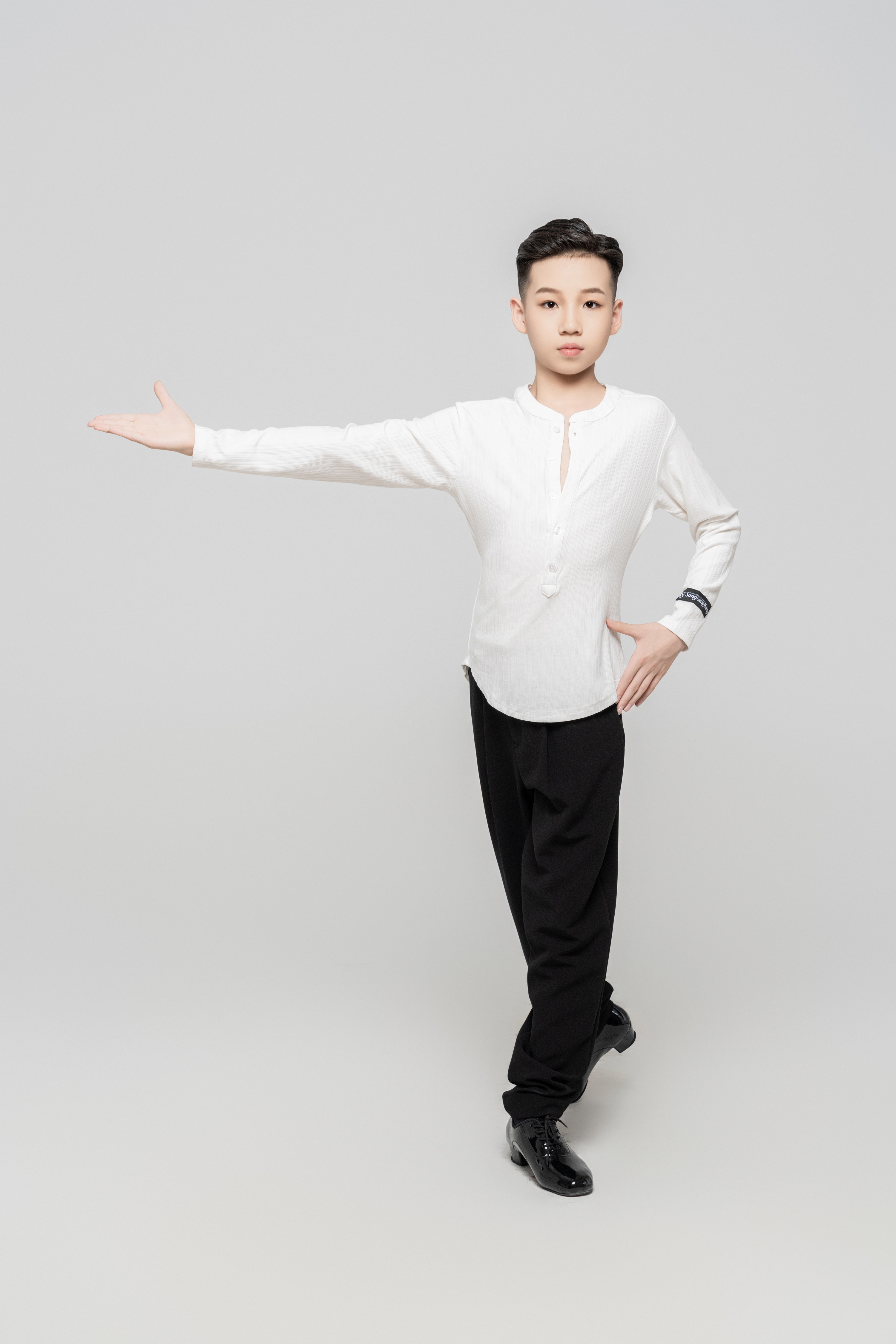 Boy's Beauty Strip Button Top (White)