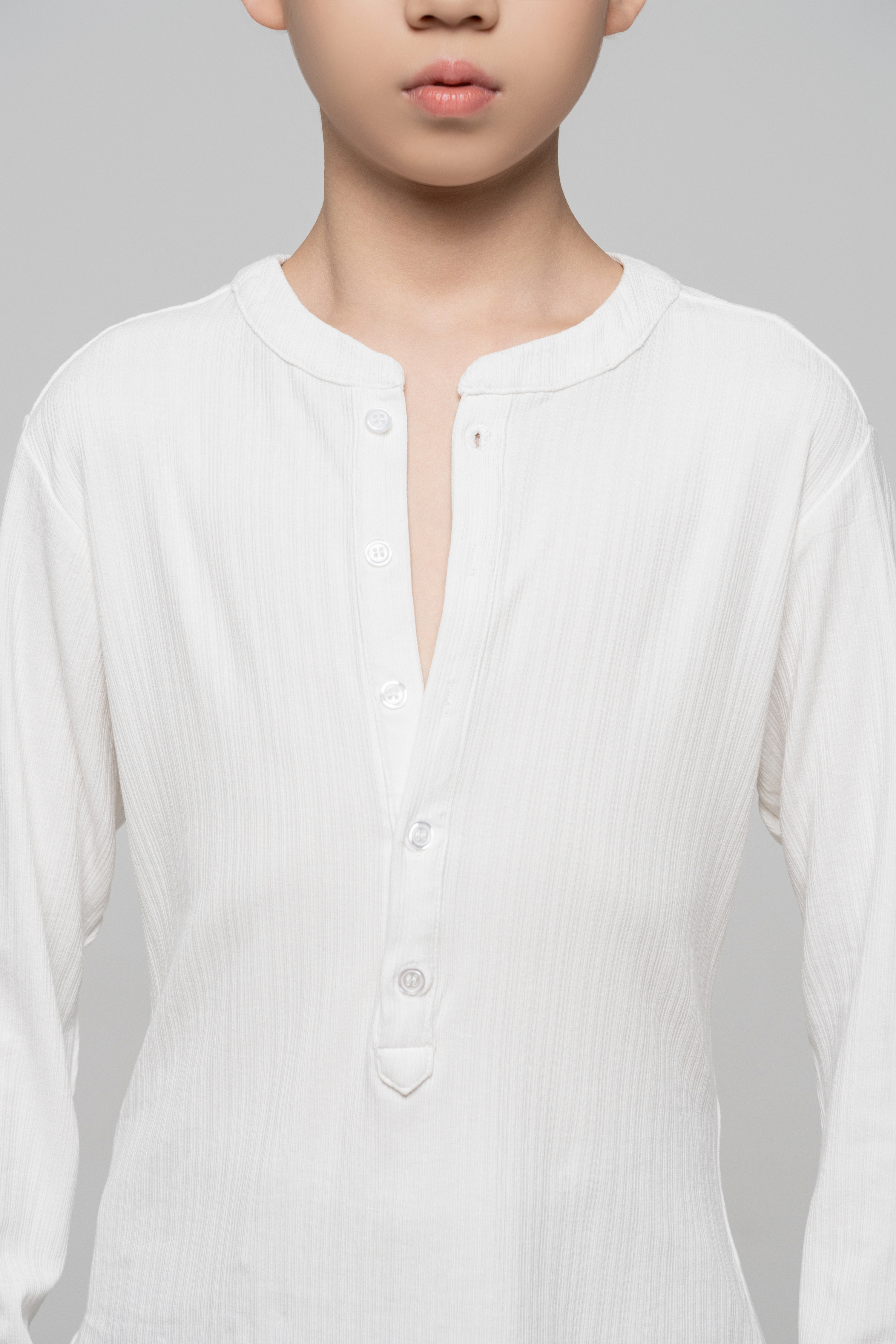 Boy's Beauty Strip Button Top (White)