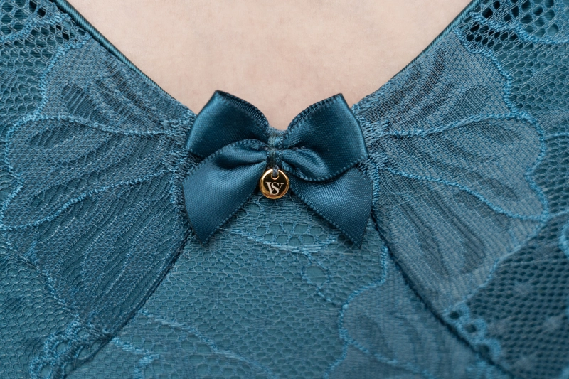 Silky satin Bodysuit （Peacock Blue）