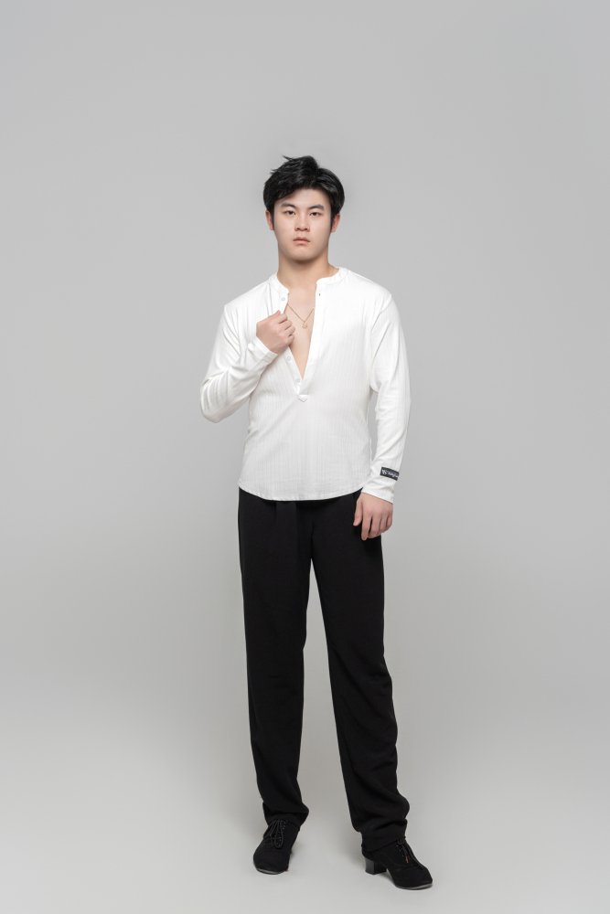 Men's Beauty Strip Button Top (White)