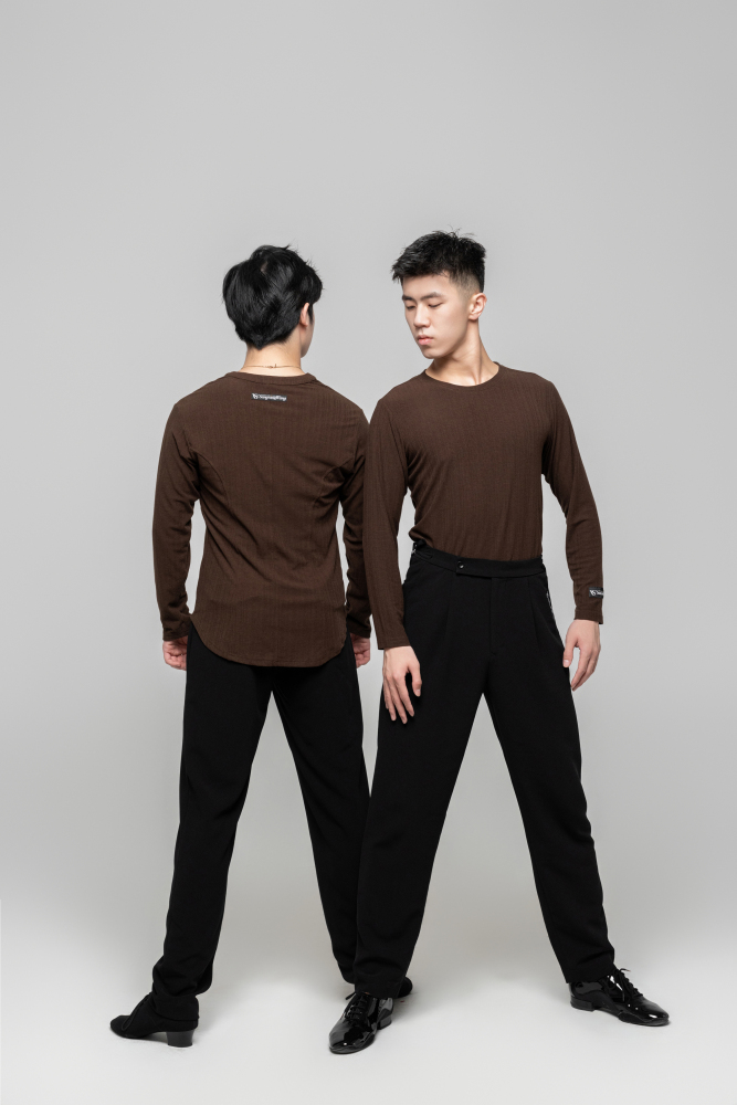 Men's Beauty Strip Button Top (Brown)