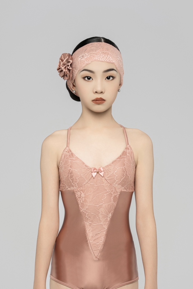 Girls Satin Flower Hair Clip Lace Headband (RosePink)