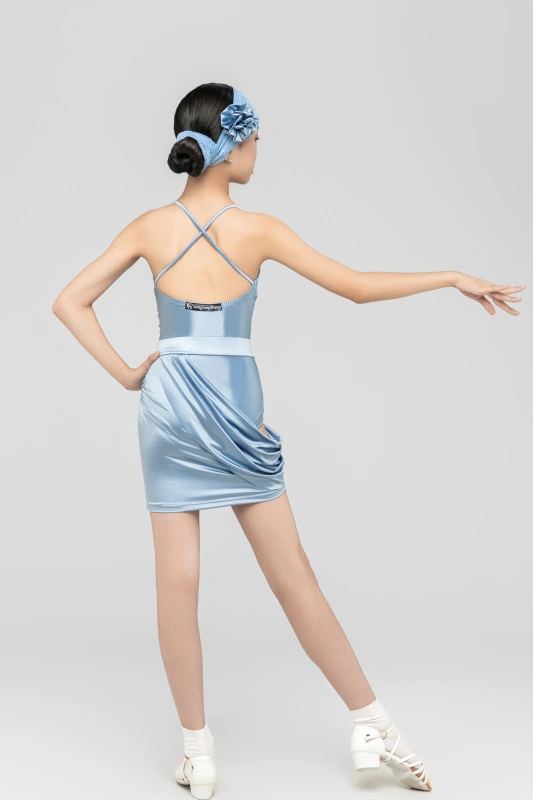 Silky satin Bodysuit （Peacock Blue）
