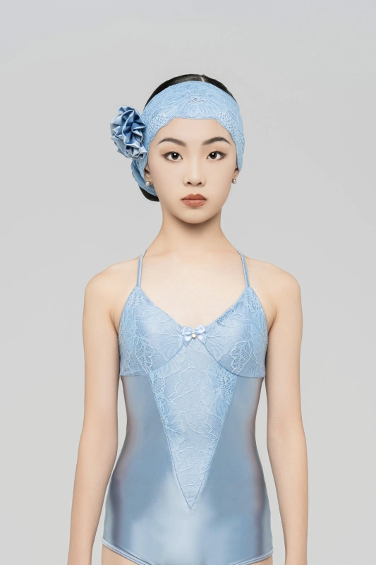 Silky satin Bodysuit （Peacock Blue）