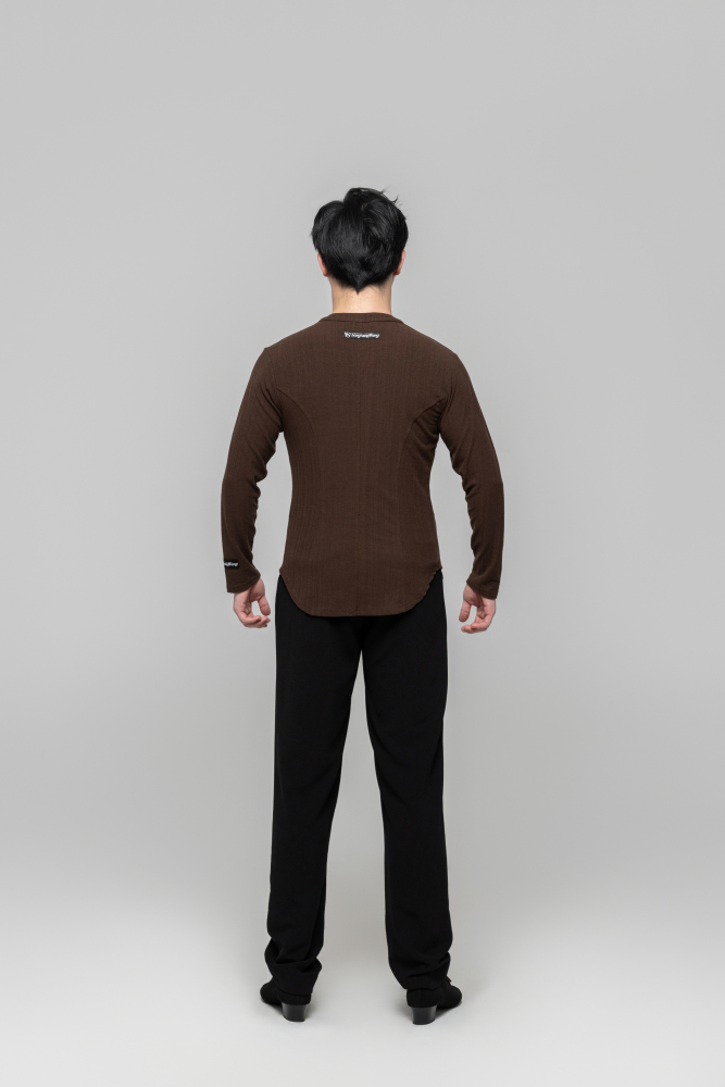 Men's Beauty Strip Button Top (Black)