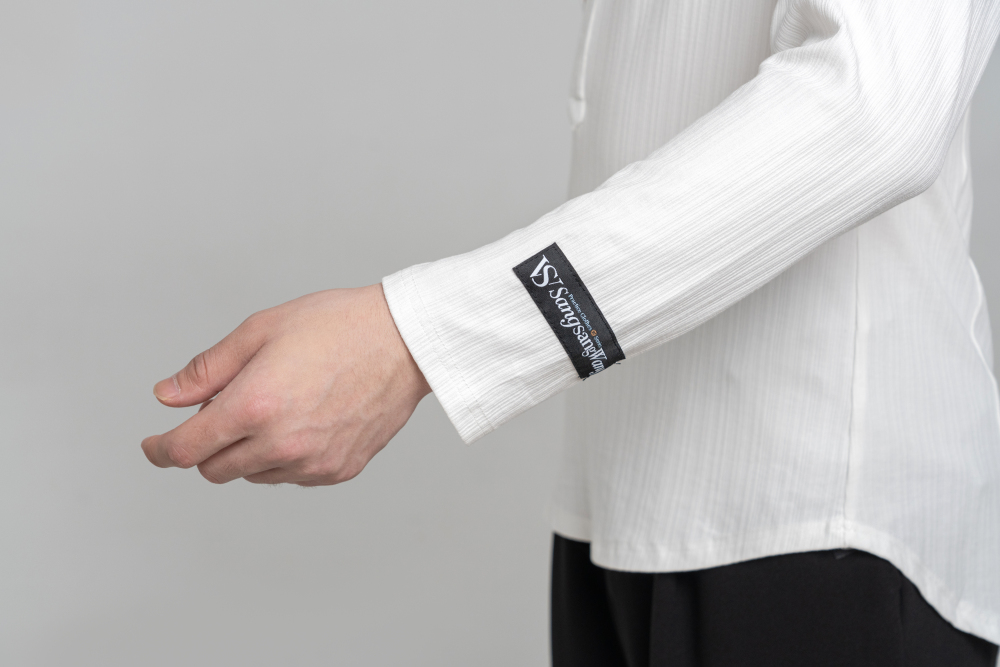 Men's Beauty Strip Button Top (White)