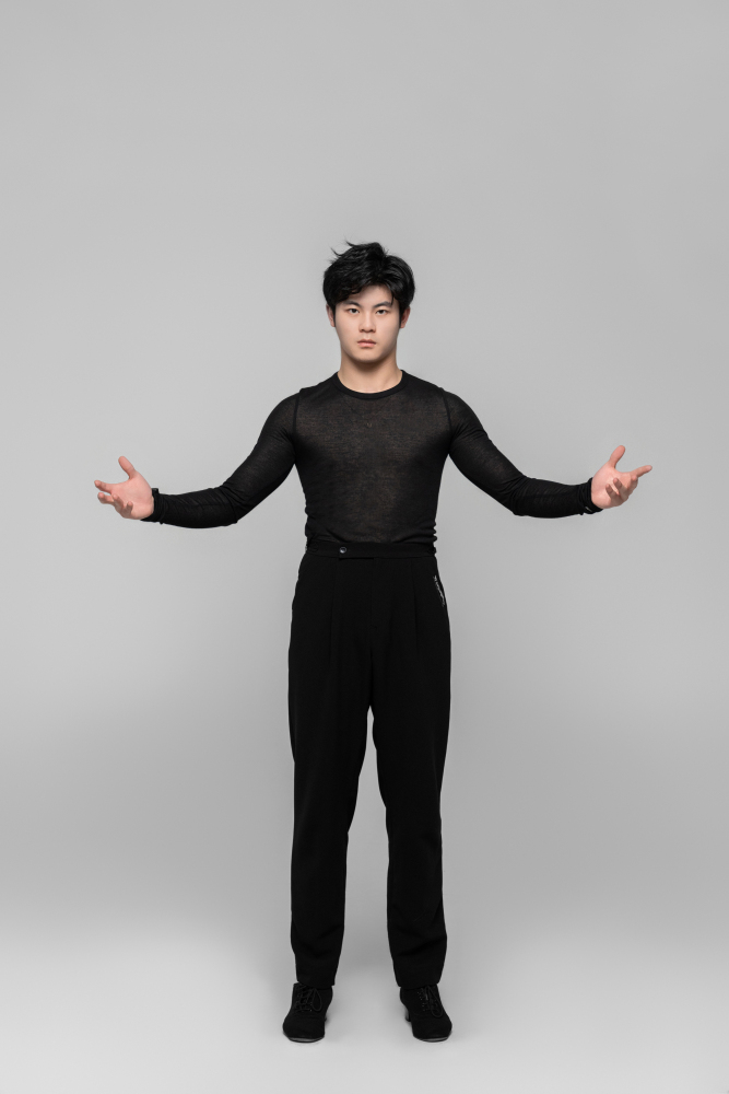 Men's double-rings Cool pants (textured black)