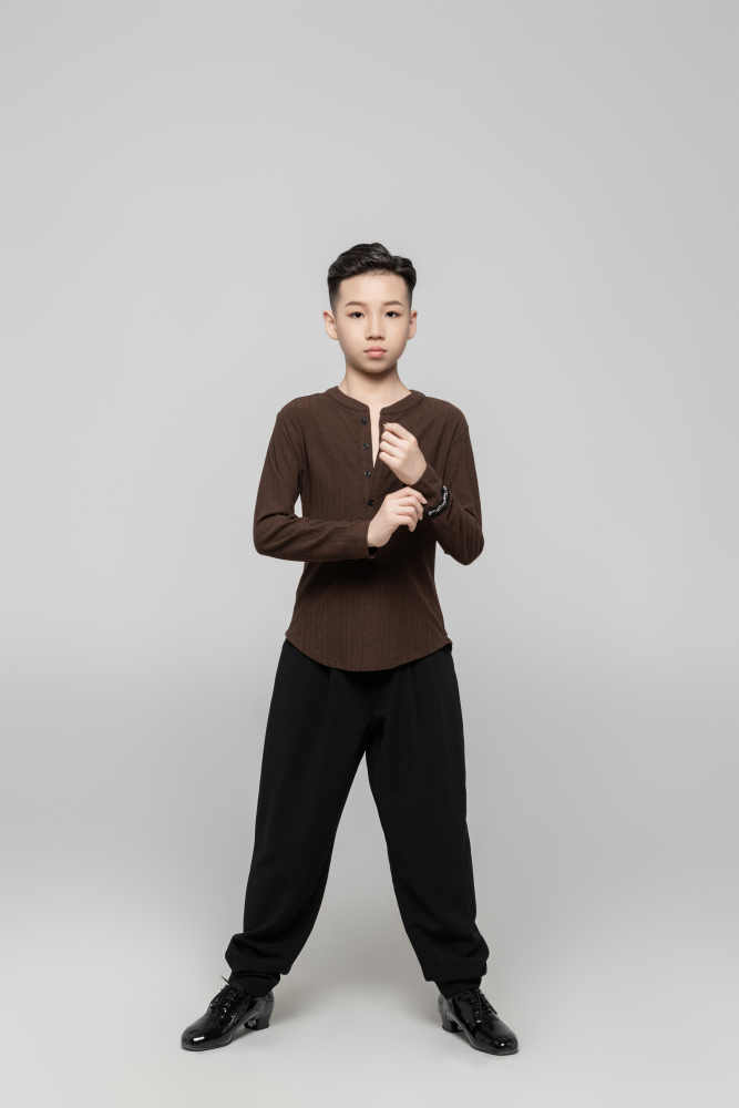 Boy's Beauty Strip Button Top (Black)