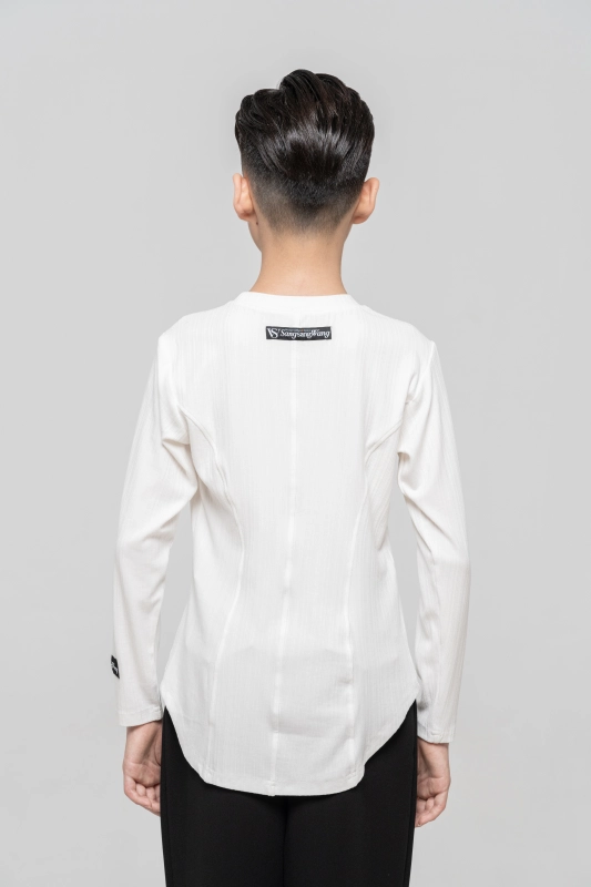 Boy's Beauty Strip Round Button Top (Black)