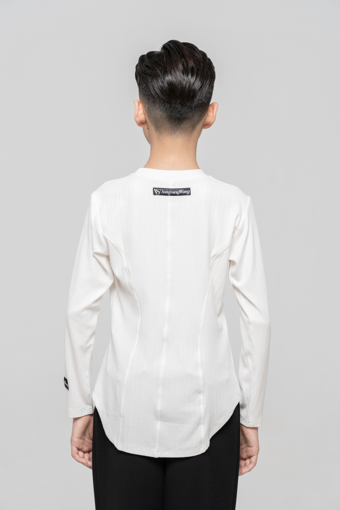Boy's Beauty Strip Round Button Top (Black)