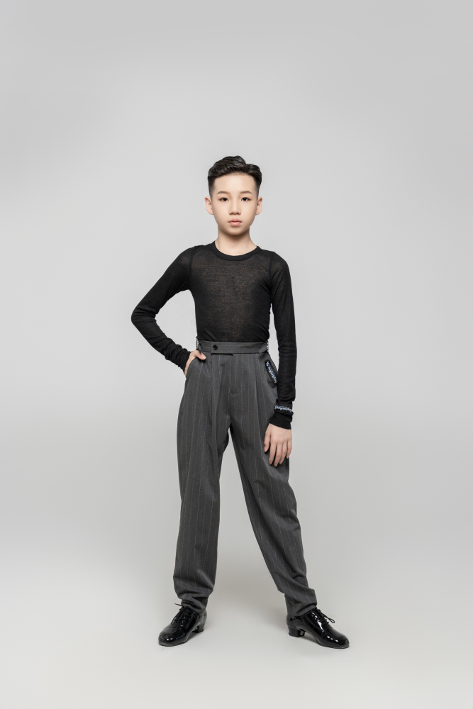 Boy's double-rings Cool pants (Striped Gray)