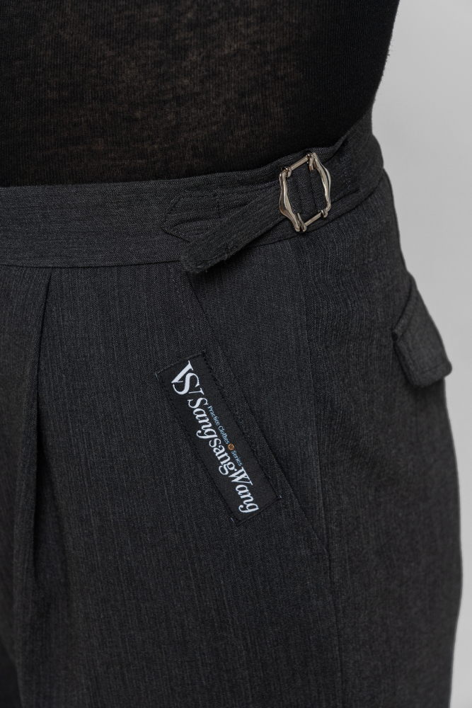 Men's double-rings Cool pants (Striped Gray)