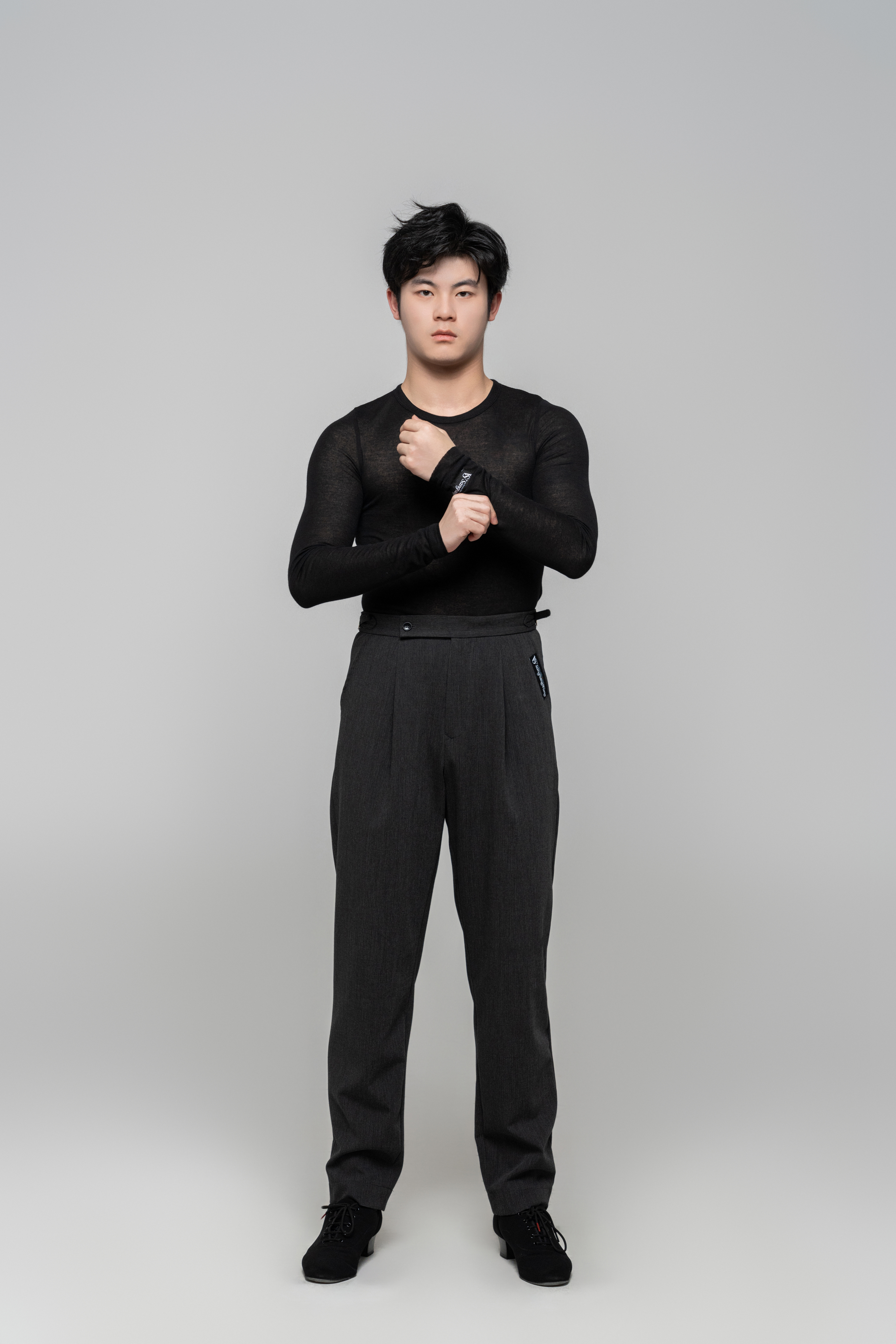 Men's double-rings Cool pants (Texture Gray)