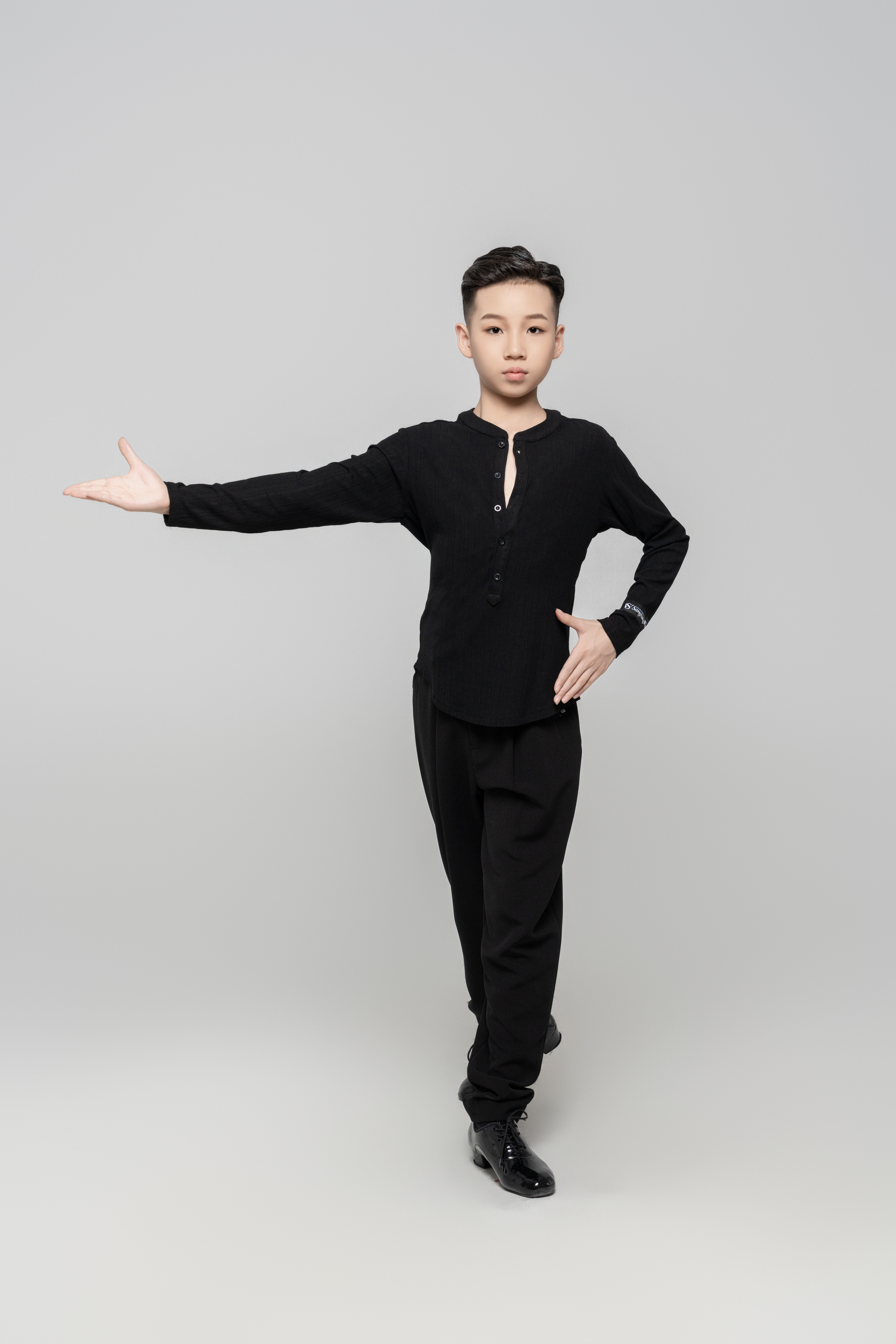 Boy's Beauty Strip Button Top (Black)