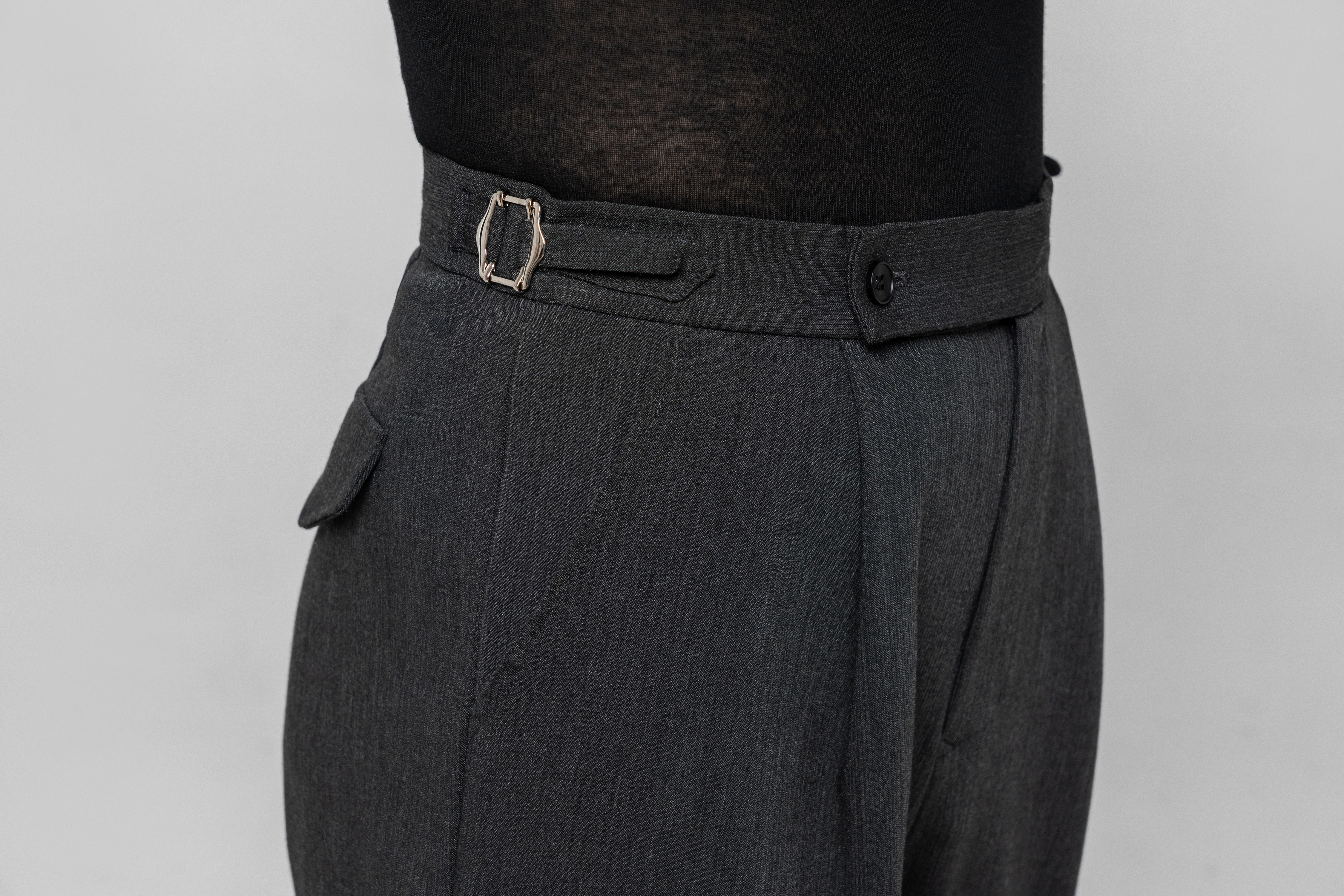 Men's double-rings Cool pants (Texture Gray)
