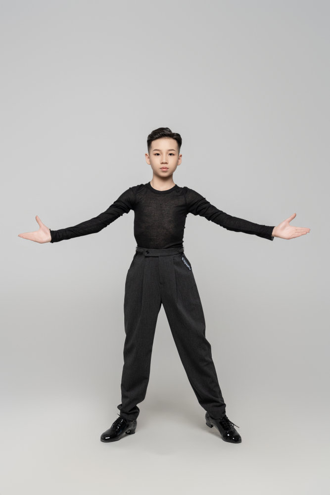 Boy's double-rings Cool pants (Striped Gray)