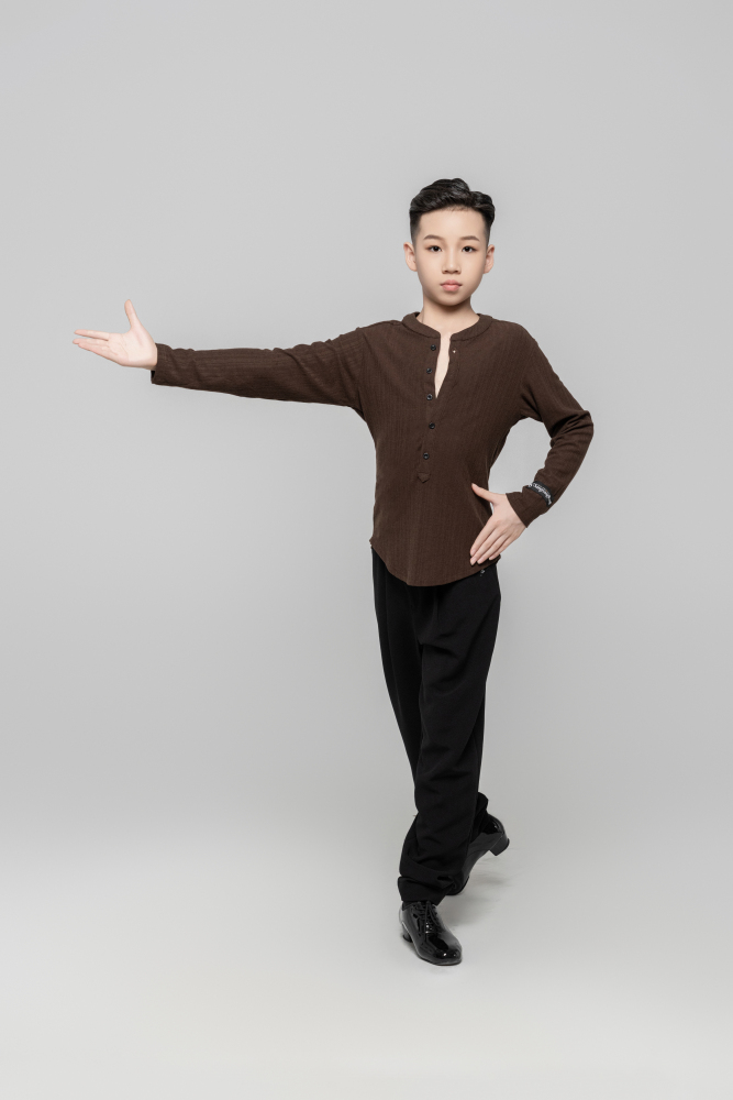 Boy's Beauty Strip Button Top (Black)