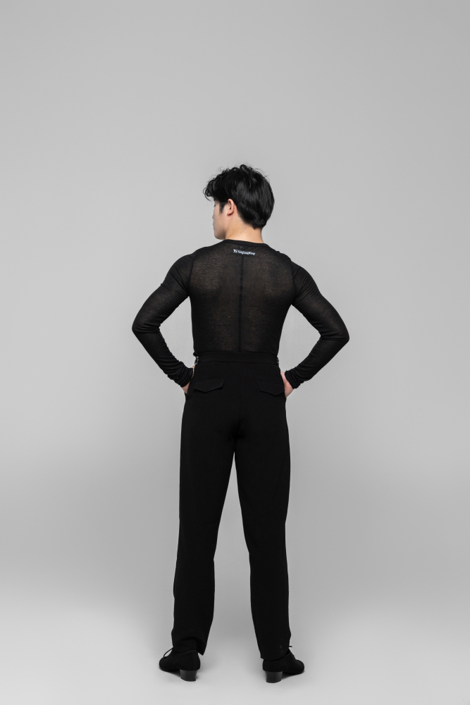 Men's double-rings Cool pants (textured black)