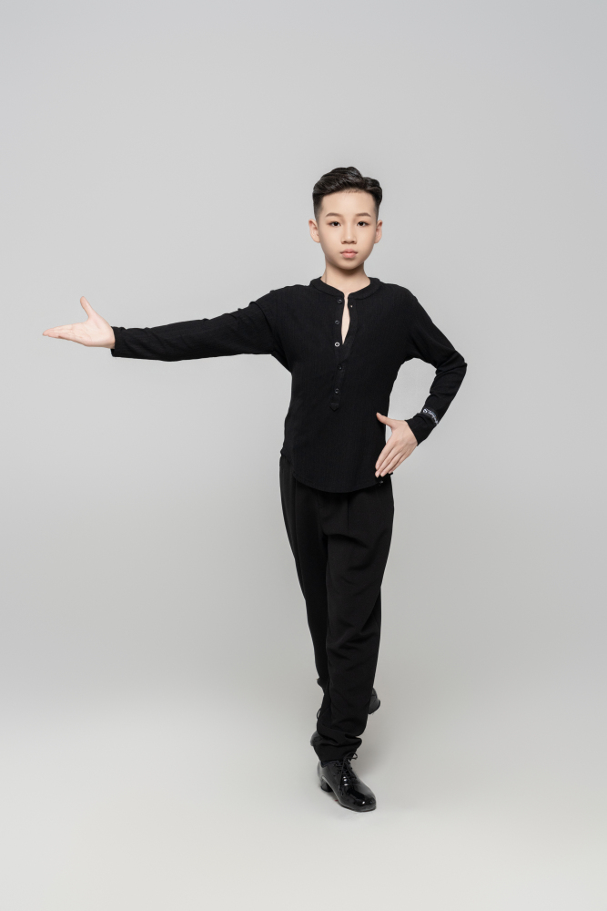 Boy's Beauty Strip Button Top (Black)