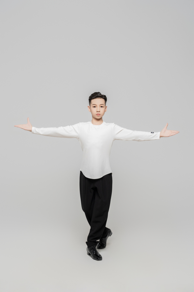 Boy's Beauty Strip Round Button Top (Black)