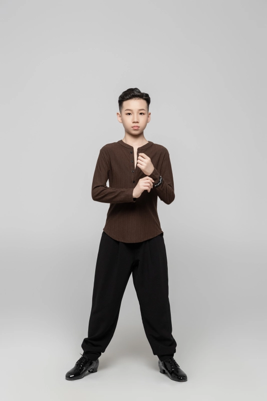 Boy's Beauty Strip Button Top (White)