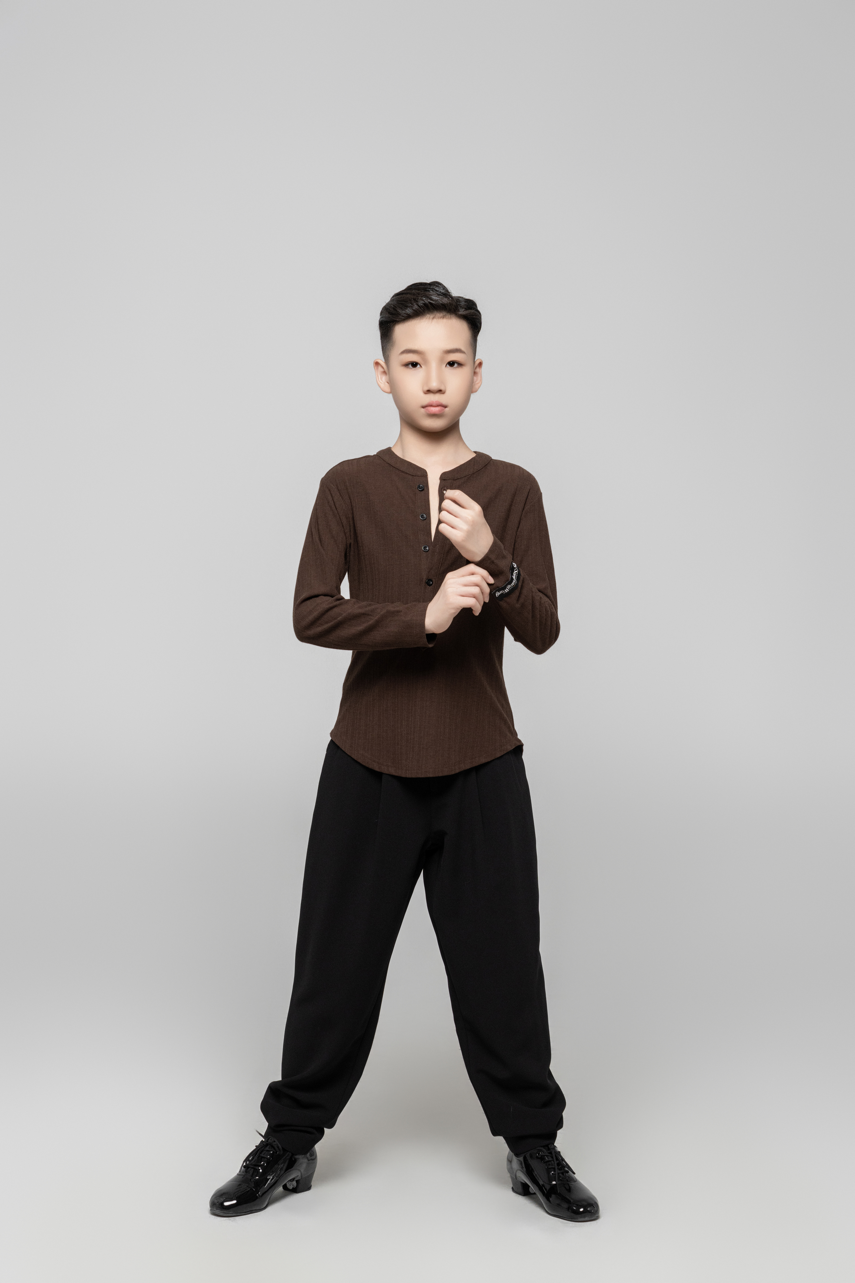 Boy's Beauty Strip Button Top (White)