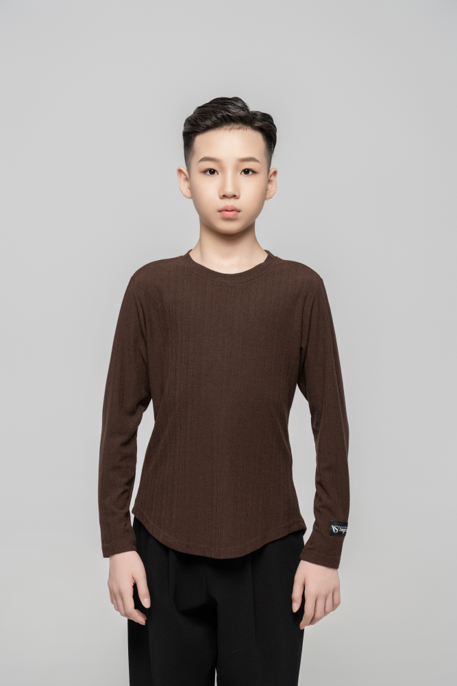 Boy's Beauty Strip Round Button Top (Black)