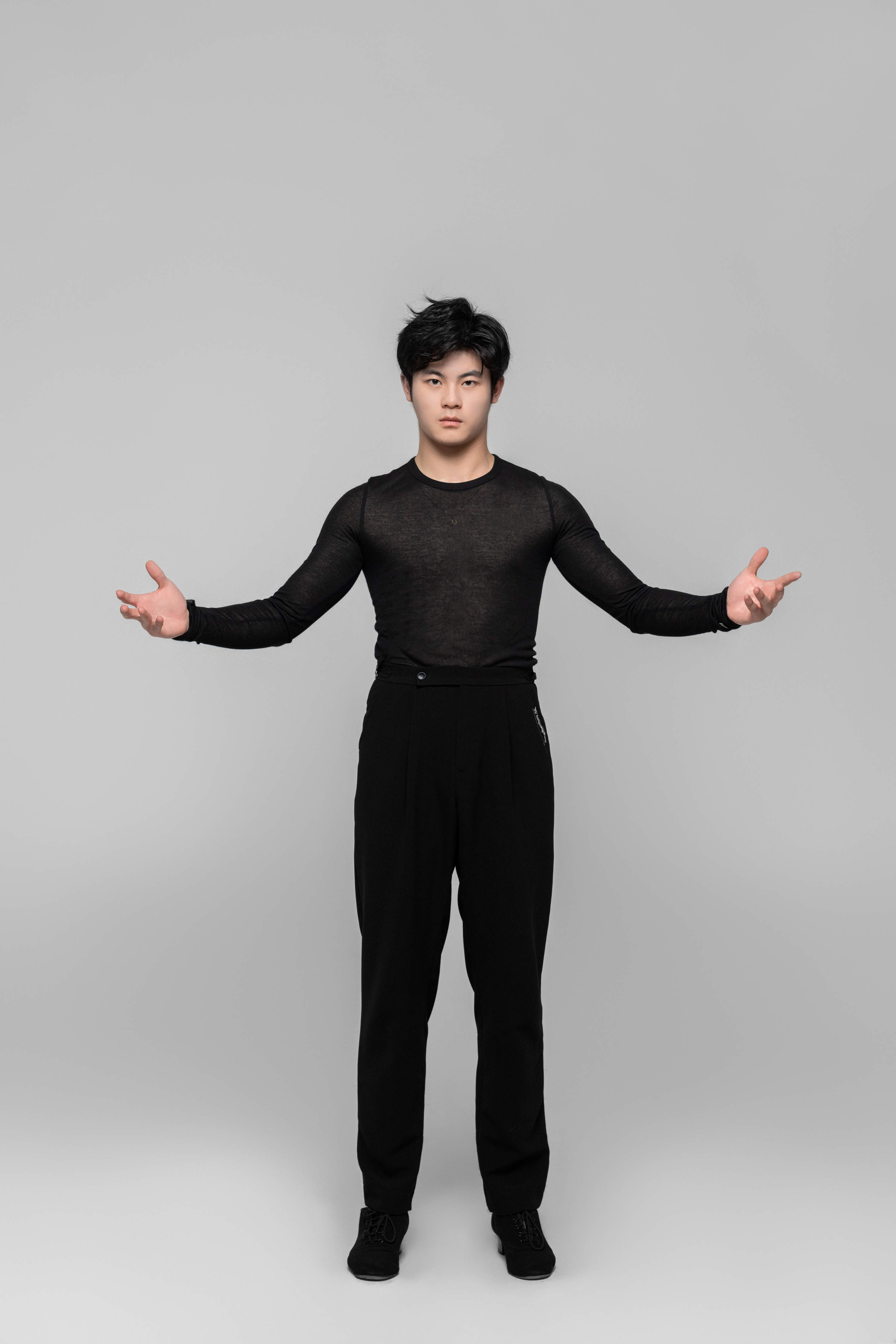 Men's double-rings Cool pants (Texture Gray)