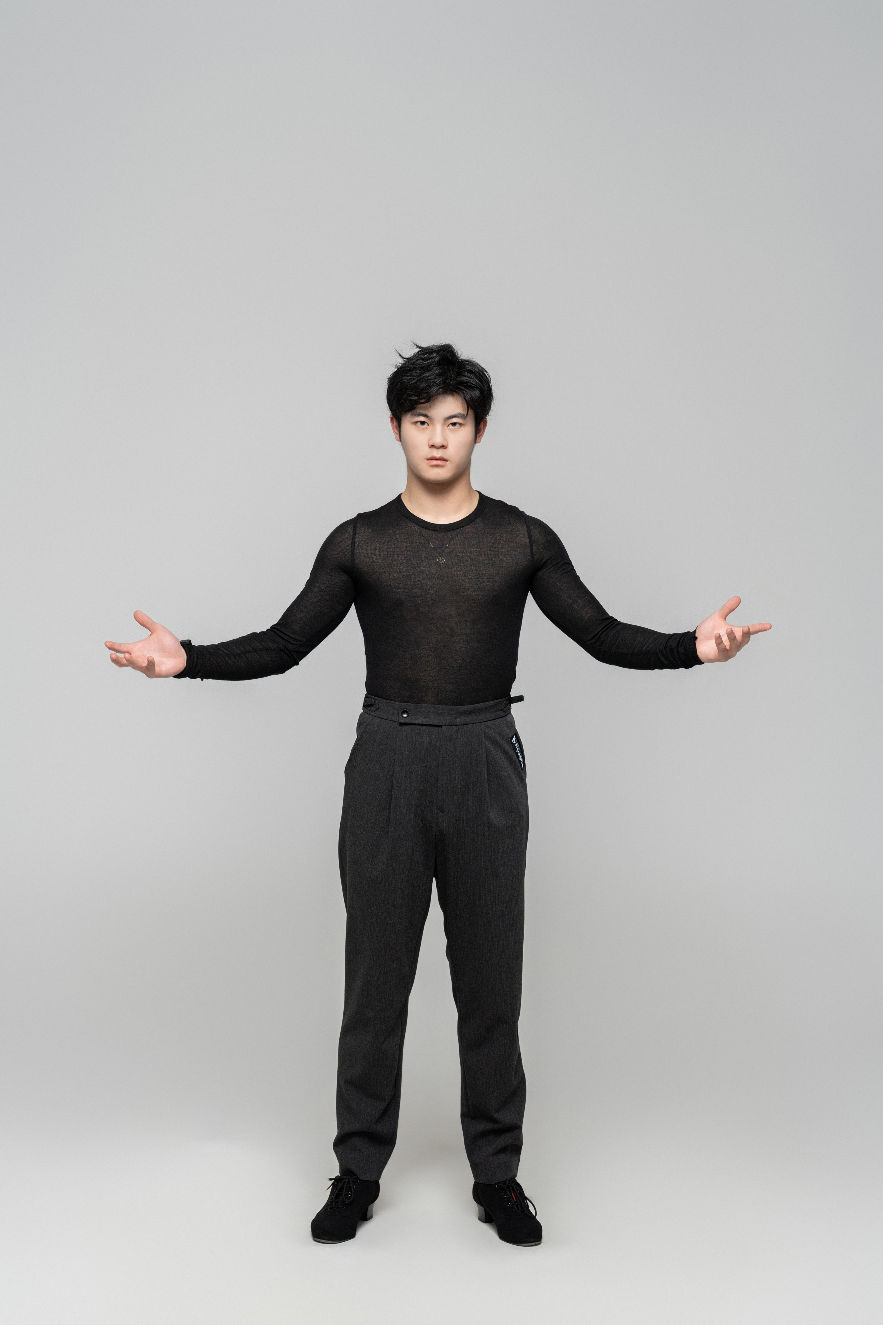 Men's double-rings Cool pants (Texture Gray)