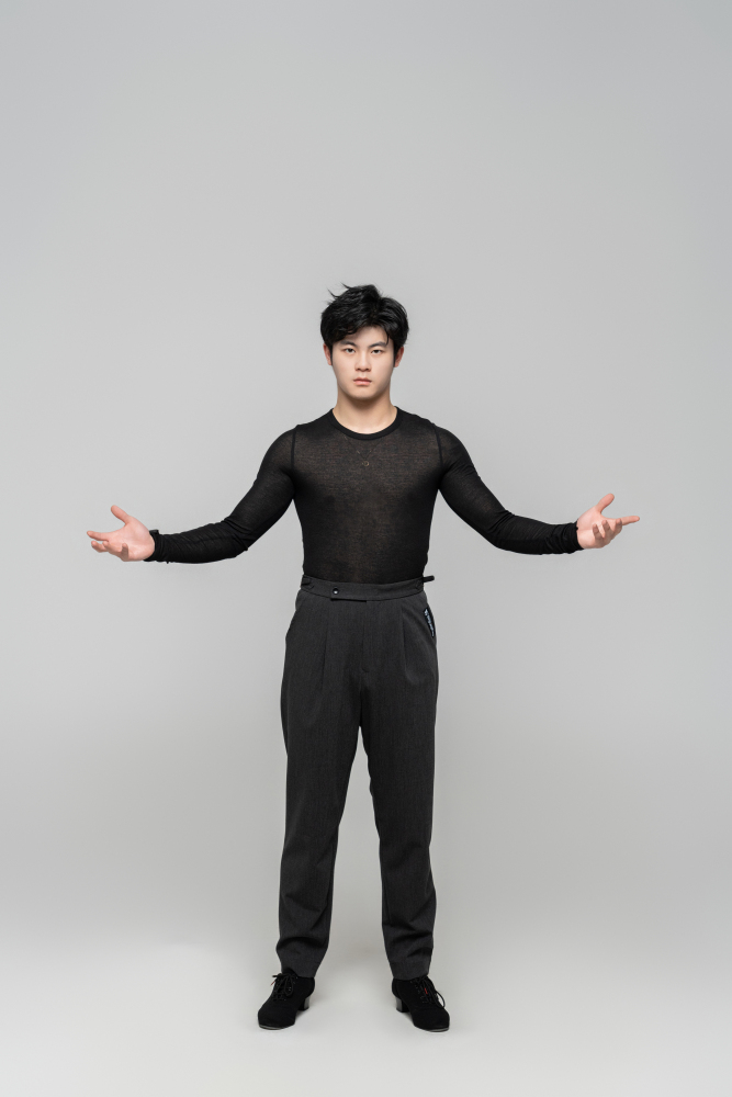 Men's double-rings Cool pants (Texture Gray)
