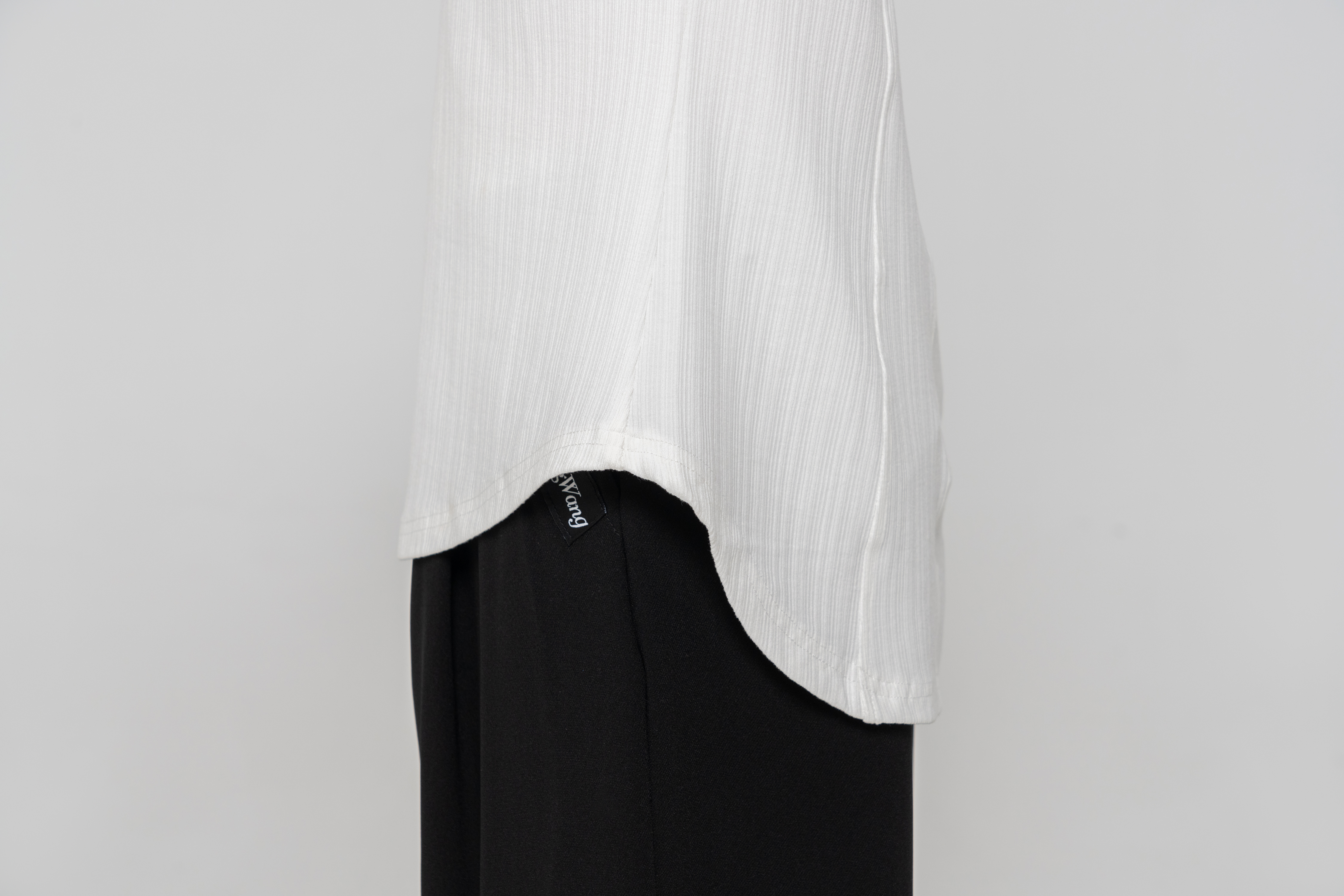 Boy's Beauty Strip Round Button Top (White)