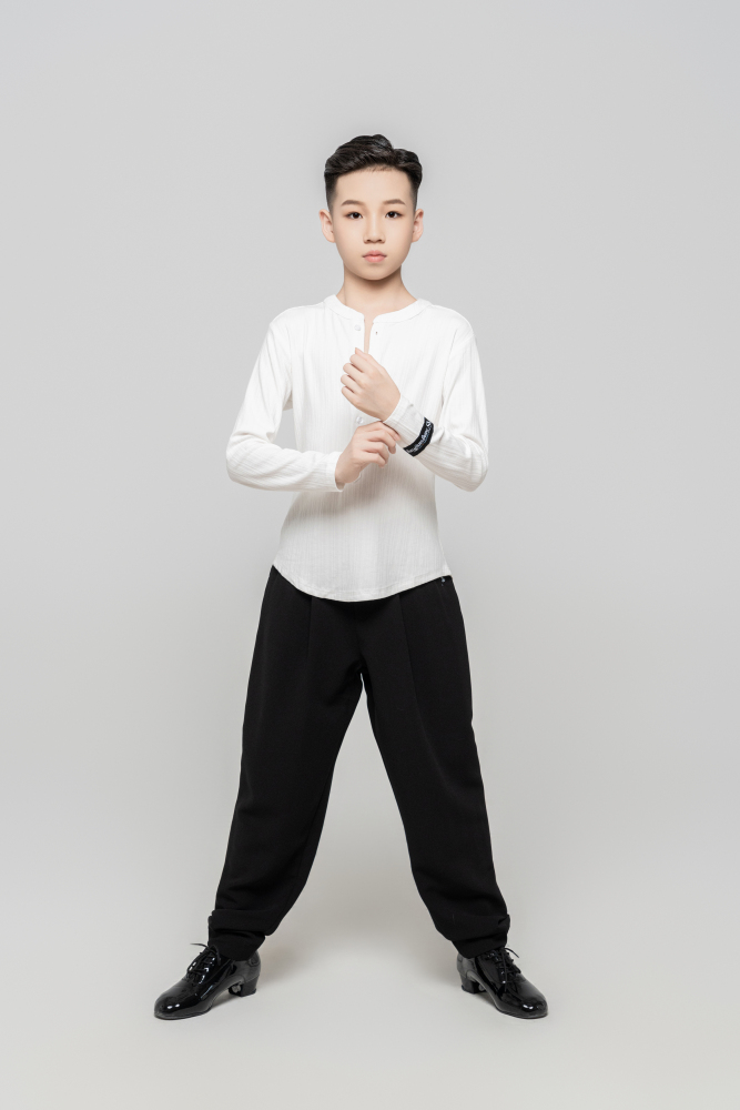 Boy's Beauty Strip Button Top (Black)